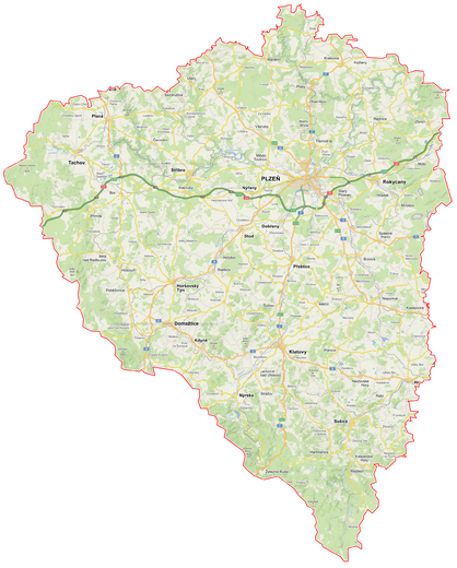 Mapa Plzeňského kraje (zdroj: Mapy.cz)